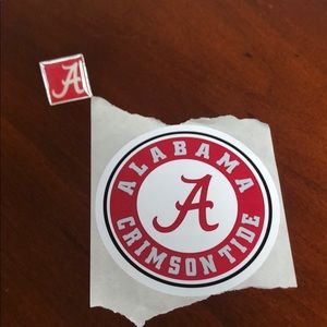 University of Alabama sticker and pin